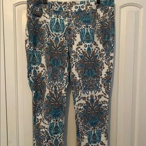 Turquoise Paisley Print Skinny Jeans
